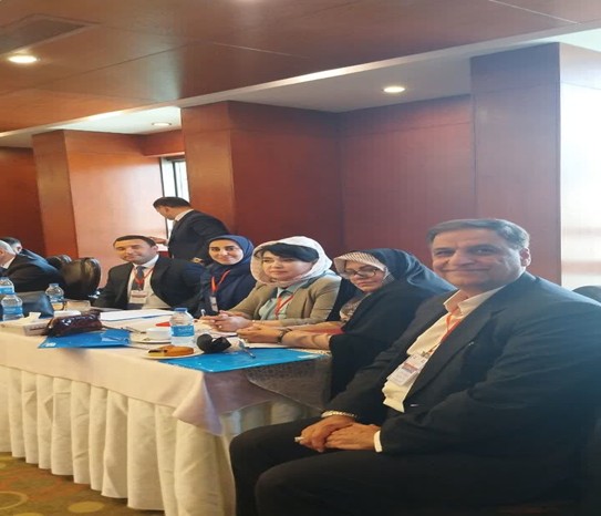 Attendees pictured (left to right): Ms. Zahra Sahaee, Deputy for International Technology Exchange, Organization for the Development of International Scientific and Technological Cooperation; Dr. Latifa Abdulkholiqzoda, Deputy Minister of Education and Science of Tajikistan; Dr. Rezaei, Deputy Head of the Department of International Affairs and Overseas Schools; and Dr. Kamaluddin Haghbin, Head of the Center for International Scientific Cooperation of the Research Institute.